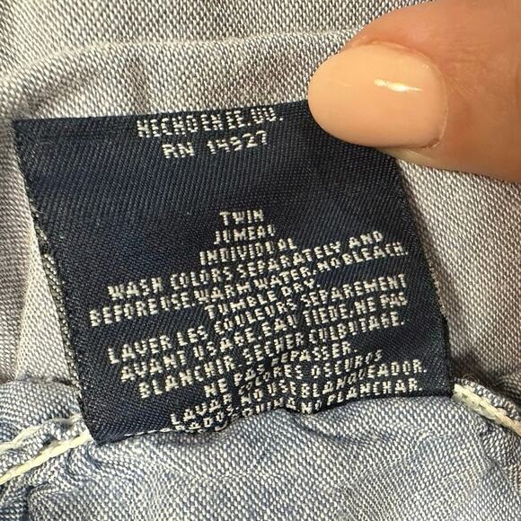 Vintage Denim Cotton light Blue Fitted Twin Sheet - Picture 4 of 5